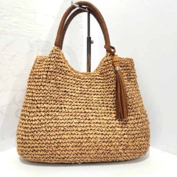 Tommy Bahama Handbags - Tommy Bahama Woven Straw Tote Bag With Tassel